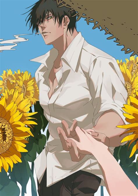 Two People Touching Hands In Front Of Sunflowers
