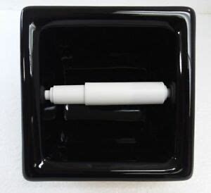 Ceramic new stock.full recessed toilet paper holder.with bright white color. Recessed Black Ceramic Toilet Paper TP Holder Mid Century ...
