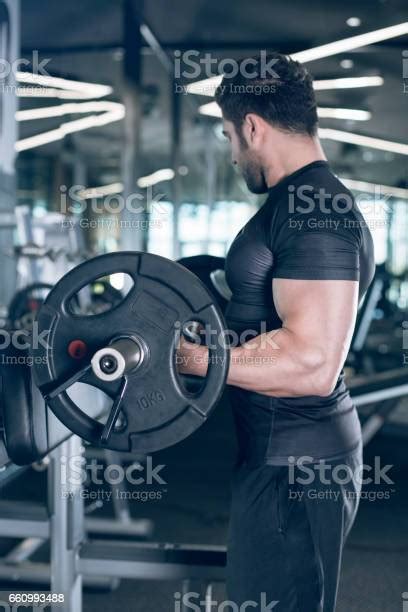 Handsome Muscular Male Model With Perfect Body Doing Exercise Stock