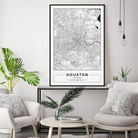 Houston Map Print Houston Map Poster Houston Wall Art Etsy