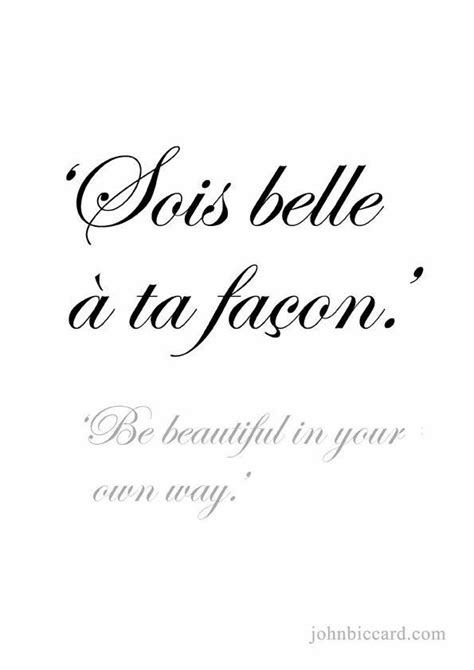 Be Beautiful In Your Own Way In French