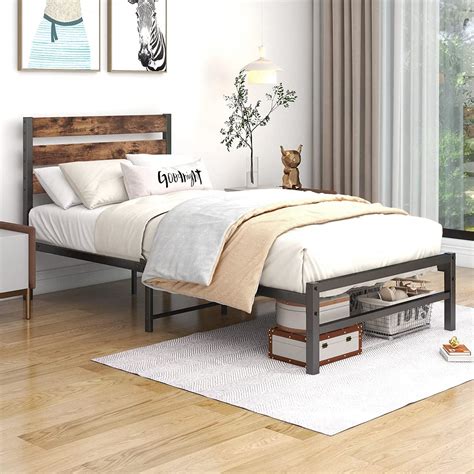 Uhomepro Twin Size Metal Bed Frame For Kids Modern Platform Bed Frame