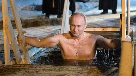 bare chested putin takes dip in icy lake for epiphany fox news