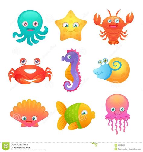 See sea animal stock video clips. Cute sea animals | Sea creatures drawing, Sea life creatures, Cartoon sea animals