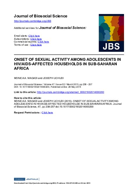 Pdf Onset Of Sexual Activity Among Adolescents In Hivaids Affected