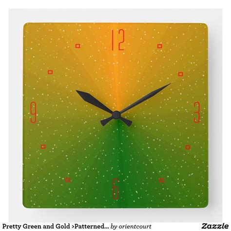 Pretty Green And Gold Patterned Wall Clock Zazzle Clock Wall
