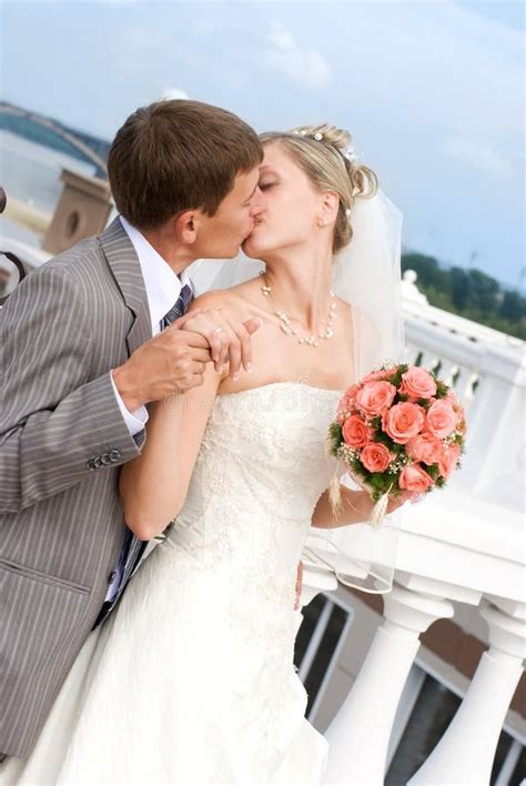 Bride And Groom Kissing Outdoor Stock Image Image 6748983