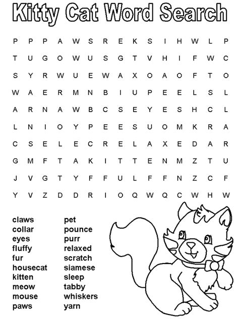 Cat Word Search Printable