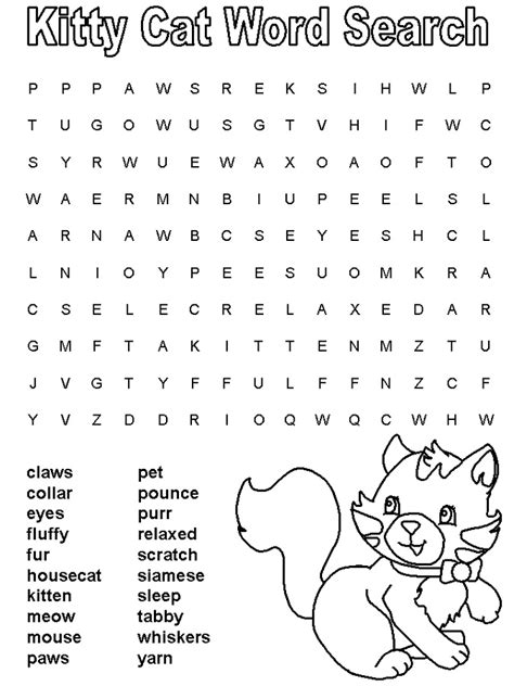 Cat Word Search To Print Activity Shelter