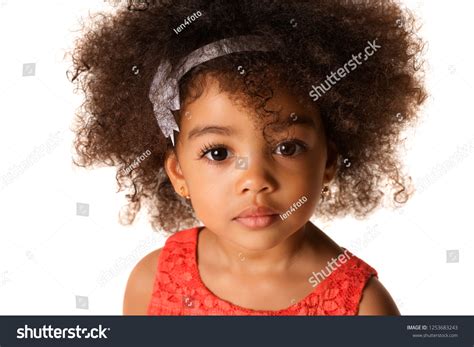 Close Portrait Africanamerican Little Girl Studio Stock Photo