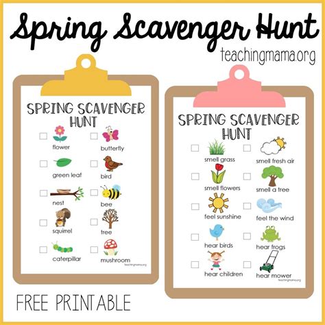 Spring Scavenger Hunt Spring Preschool Activities Spring Activities