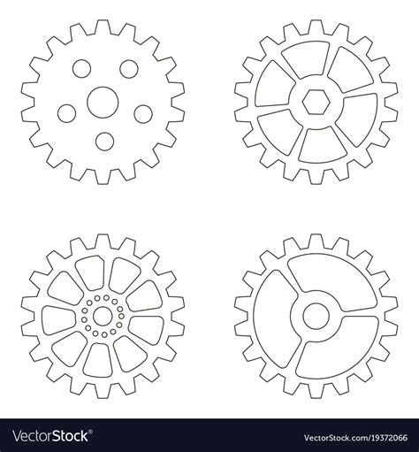 Gears Cogs Wheels Or Sprocket Line Icon Set Vector Image