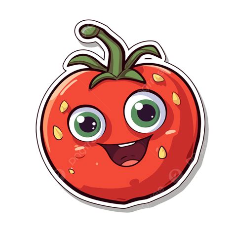 Ilustrasi Vektor Stiker Karakter Tomat Tomat Stiker Kartun Png Dan