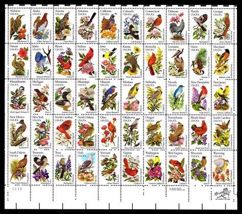 Us 2002b State Birds And Flowers Perf 105 X 11 Sheet Of 50 2750