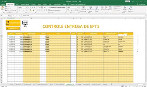 Planilha Controle de EPI Segurança do Trabalho Excel Avançado