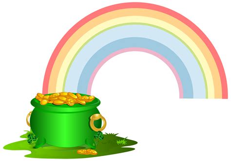 Gold Rainbow Clip Art Green Pot Of Gold With Rainbow Png Clip Art