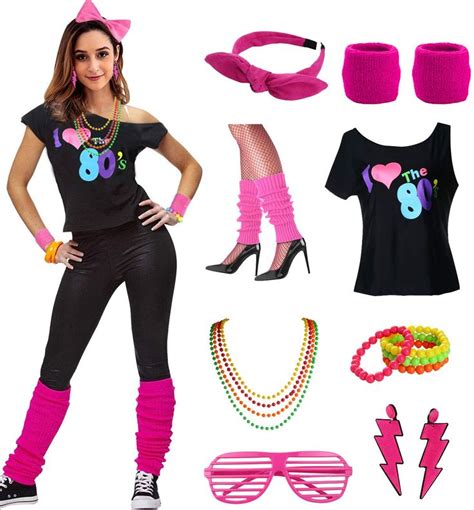 womens i love the 80 s disco 80s costume outfit accessories in 2023 80s party outfits 80s