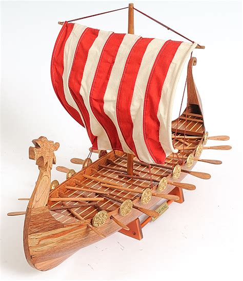 Drakkar Viking Long Boat Wooden Model Display
