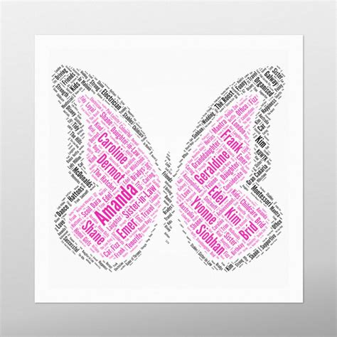 Butterfly By Wordbirdie Personalised Word Art Prints Birthday T