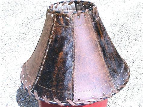 Leather And Cowhide Lamp Shade Southwestern Decor 0333 Ec