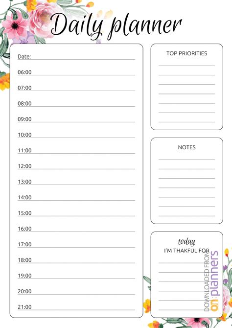 Printable Daily Hourly Planner Printable World Holiday