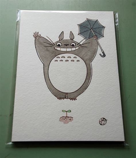 Totoro 5 X 7 Painting Painting Totoro Watercolor And Ink