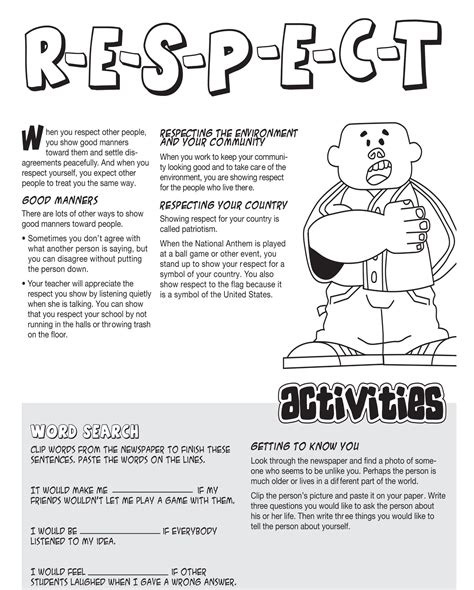Respect Vs Disrespect Worksheets