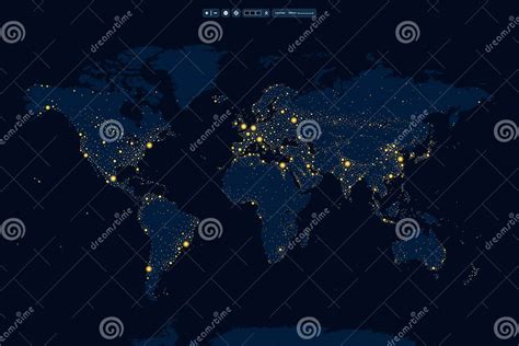 Earth Night Map With Lights Stock Vector Illustration Of Indian