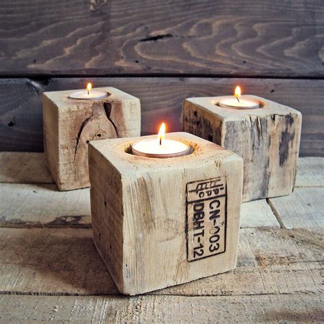 Reclaimed Industrial Wood Tea Light Holder By Utopiahomeandgarden Diy