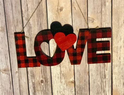 Love Wall Hanging Sign Wooden Sign Decor Love Sign Decoupaged Sign