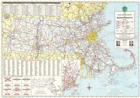 Massachusetts 1972 State Highway Map Reprint Old Maps