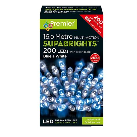 Premier 200 Multi Action Led Supabrights Christmas Lights Blue And White
