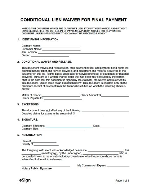 2023 Standard Lien Waiver Form Fillable Printable Pdf And Forms