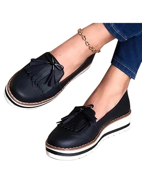Womens Loafers Pumps Casual Slip On Flat Trainers Sneakers Wedge Heel