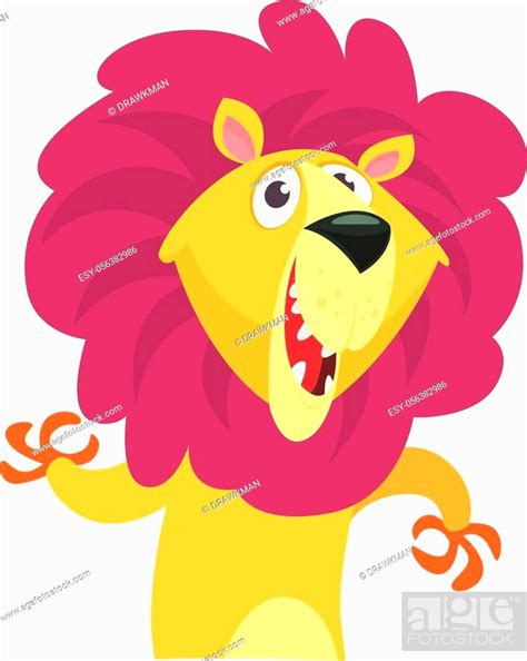 Happy Funny Cartoon Lion Vector Character Illustration For Children