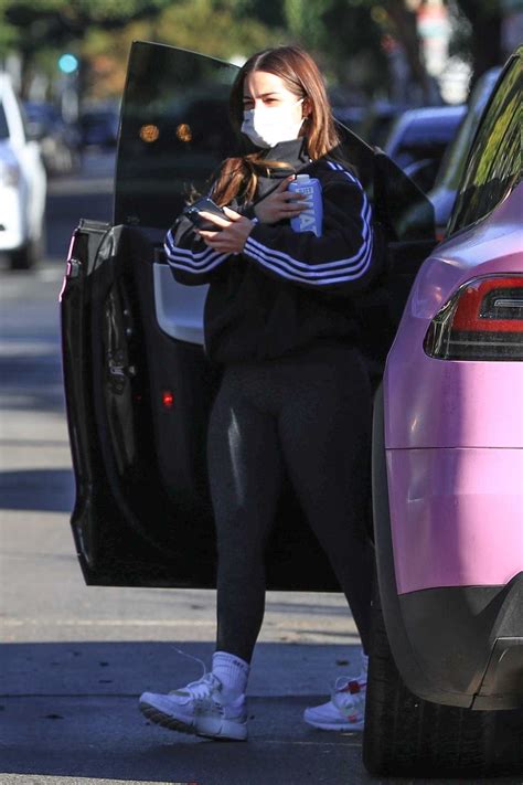 Addison Rae In A Black Adidas Track Jacket Arrives For A Workout In Los