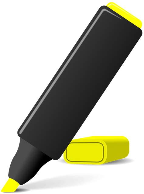 Uncapped Yellow Highlighter Marker Clipart Free Download Transparent