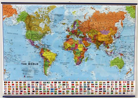 World Maps International Political Wall Map Medium Hanging Strips With