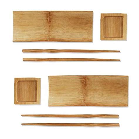 Bamboomn Reusable Carbonized Brown Bamboo Sushi Serving Tray Set