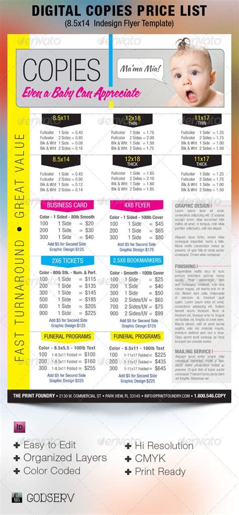 Digital Printing Price List Flyer Template By Godserv Graphicriver