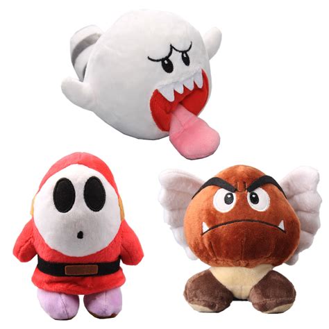 Uiuoutoy Super Mario Shy Guy And Ghost Boo And Goomba Plush Toys Set Of 3 Pcs