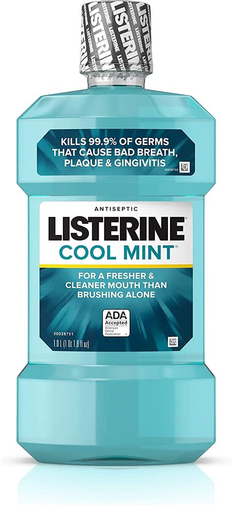 listerine cool mint antiseptic mouthwash for bad breath plaque and gingivitis 1 l