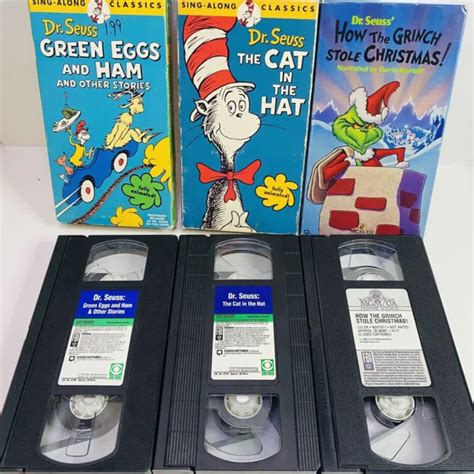CLASSIC DR SEUSS Vhs Tapes Sing Alongs Grinch Cat In The Hat Green