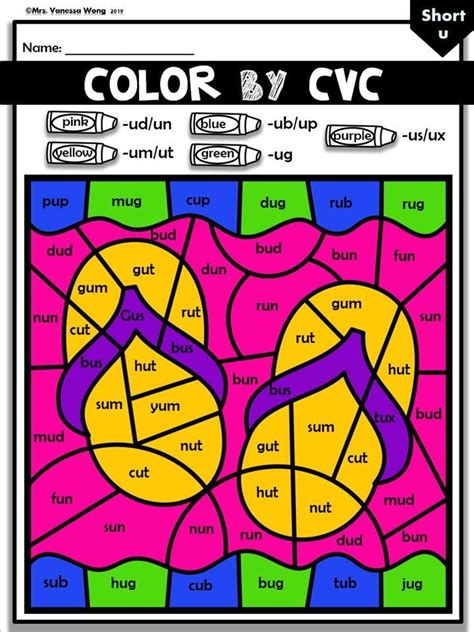 Kindergarten Summer Worksheets Phonics Cvc Color By Code I Distance