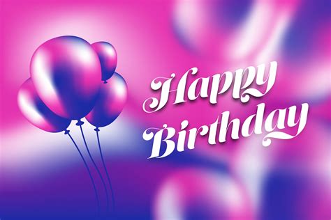 Happy Birthday Purple And Pink Balloon And Gradient Poster 693134
