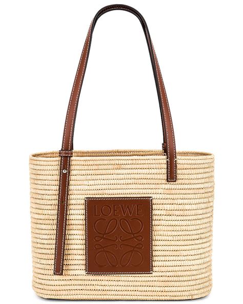 Loewe Square Basket Small Bag In Natural And Pecan Fwrd