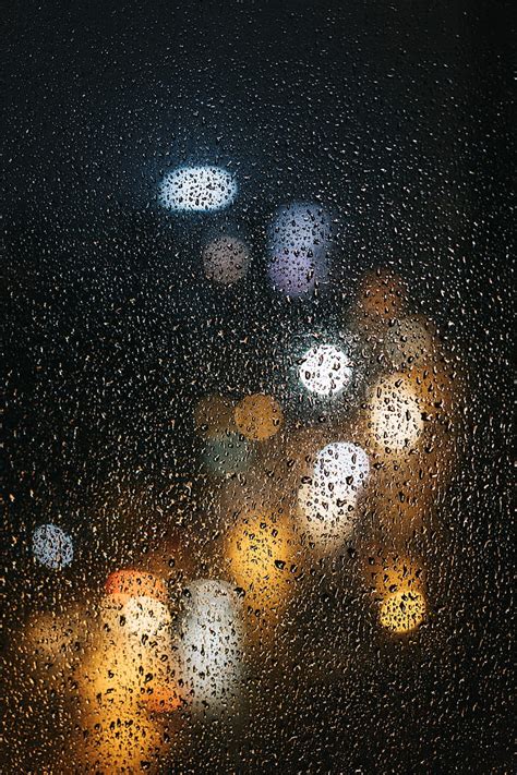 HD Wallpaper Glass Drops Bokeh Rain Wet Surface Lights Wallpaper Flare