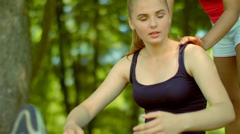Woman Stretching Outdoor Morning Warm Up Stock Footage Sbv Storyblocks