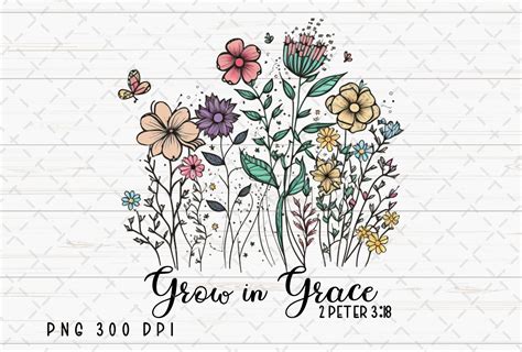 Grow In Grace Bible Christian Flowers Graphic By Flora Co Studio