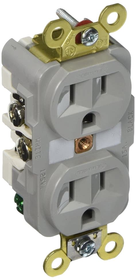 Hubbell Hbl5262gy Duplex Receptacle Hd Industrial Grade 15 Amp 125v